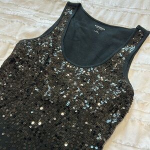 Express Black Sequin Women's Tank
15” at arm pits
24” shoulder to hem